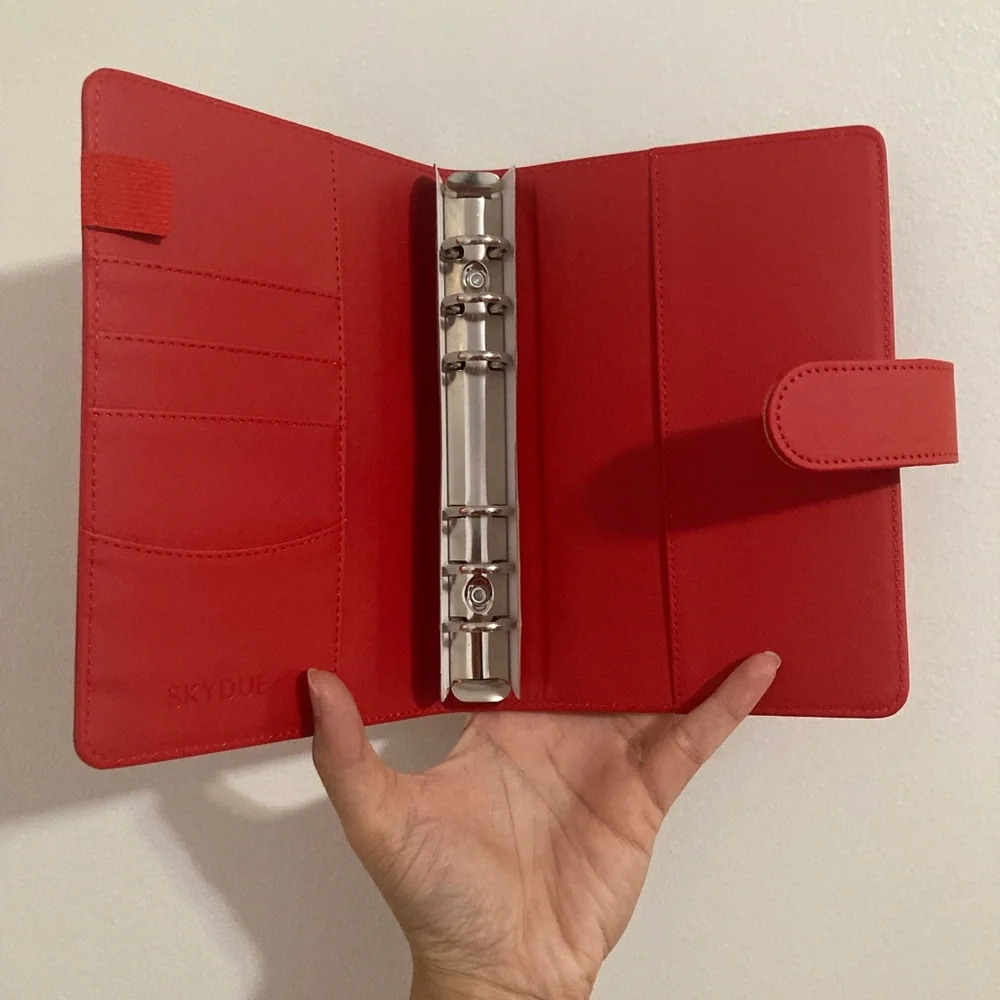 Big Red A6 Binder Budget Financial Planner Journal with 6 Pockets Inserts